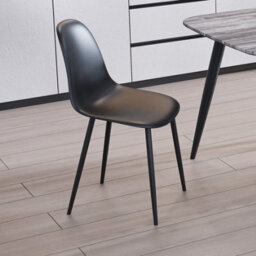 Core Products Aspen Pair Of Black Curve Dining Chairs - Plastic Seat With Black Metal Legs - thumbnail 5