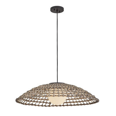 Elstead Arlen X-Large Outdoor Pendant Light Black & Rattan IP44 - image 1