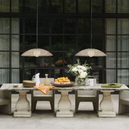 Elstead Arlen X-Large Outdoor Pendant Light Black & Rattan IP44 - thumbnail 2