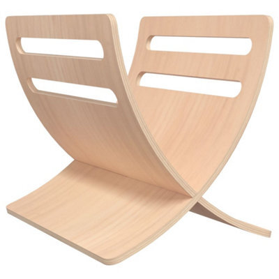 Berkfield Elegant Wooden Magazine Rack Floor Standing Natural - image 1