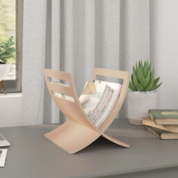 Berkfield Elegant Wooden Magazine Rack Floor Standing Natural - thumbnail 2