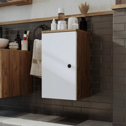 Roomart Lotus Bathroom Towel Storage Cabinet Wall Mounted White Oak