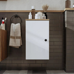 Roomart Lotus Bathroom Towel Storage Cabinet Wall Mounted White Oak - thumbnail 3