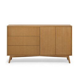 Teamson Home Tremolo Wooden Sideboard 3 Fluted Push-Open Drawers 2 Doors, Natural - thumbnail 6