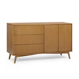 Teamson Home Tremolo Wooden Sideboard 3 Fluted Push-Open Drawers 2 Doors, Natural - thumbnail 2