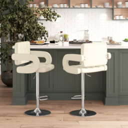 Homcom Set Of 2 Height Adjustable Barstool With Extra Large Seat, White