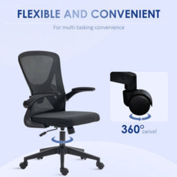 Vinsetto Mesh Office Chair Computer Chair With Swivel Wheels, Black - thumbnail 8