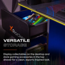 X Rocker Carbon-Tek 120Cm Led Gaming Desk With Wireless Charging - Grey / Blue Rgb - thumbnail 5