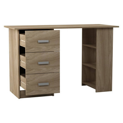 Oak Computer Desk Office Makeup Vanity Dressing Table Bedroom Drawers Shelves - image 1