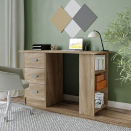 Oak Computer Desk Office Makeup Vanity Dressing Table Bedroom Drawers Shelves - thumbnail 5