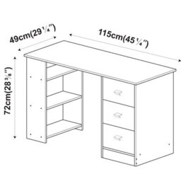 Oak Computer Desk Office Makeup Vanity Dressing Table Bedroom Drawers Shelves - thumbnail 2