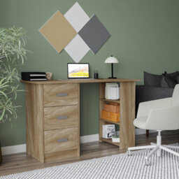 Oak Computer Desk Office Makeup Vanity Dressing Table Bedroom Drawers Shelves - thumbnail 3