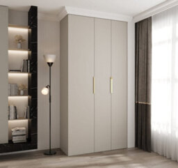 Arte Elegant Cashmere Como Iv Hinged Door Wardrobe H2460mm W1200mm D500mm, Three Doors, Eight Shelves, Hanging Rail, Gold Handles - thumbnail 2
