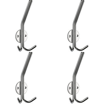 Loops 4 Pack - Slimline Hat & Double Coat Hook - 35mm Projection Satin Stainless Steel - image 1