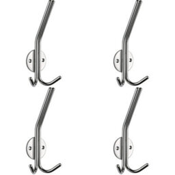 Loops 4 Pack - Slimline Hat & Double Coat Hook - 35mm Projection Satin Stainless Steel