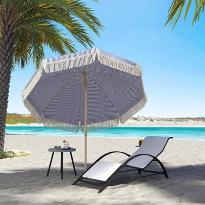 Outsunny 1.7 M Beach Umbrella, Adjustable Height Portable Parasol, Blue