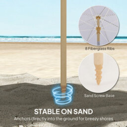 Outsunny 1.7 M Beach Umbrella, Adjustable Height Portable Parasol, Blue - thumbnail 6