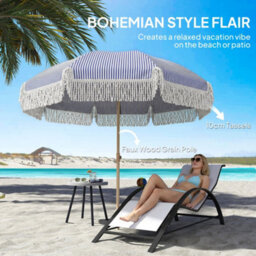 Outsunny 1.7 M Beach Umbrella, Adjustable Height Portable Parasol, Blue - thumbnail 4