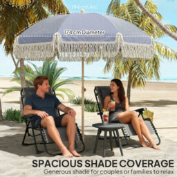Outsunny 1.7 M Beach Umbrella, Adjustable Height Portable Parasol, Blue - thumbnail 7