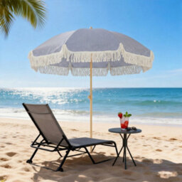 Outsunny 1.7 M Beach Umbrella, Adjustable Height Portable Parasol, Blue - thumbnail 9
