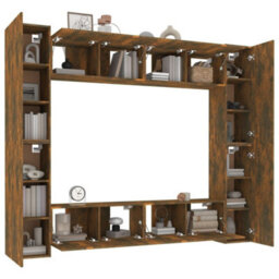 Berkfield 8 Piece Tv Cabinet Set Smoked Oak Engineered Wood - thumbnail 4