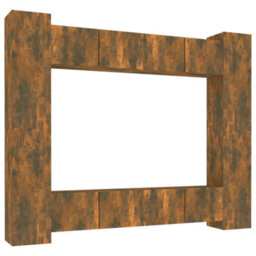 Berkfield 8 Piece Tv Cabinet Set Smoked Oak Engineered Wood - thumbnail 2