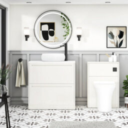 Royal Bathrooms Royal Bathroom Elmore 800mm Classic White Freestanding Bathroom Vanity Unit 2 Drawer Plain White Worktop With Milan Basin - thumbnail 5