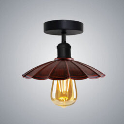 Industrial-Semi Flush Mount Vintage Ceiling Light  Metal 22Cm Umbrella Lampshade Pendant Lighting For Living Room - thumbnail 7