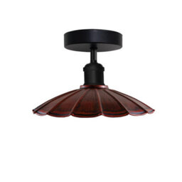Industrial-Semi Flush Mount Vintage Ceiling Light  Metal 22Cm Umbrella Lampshade Pendant Lighting For Living Room - thumbnail 1
