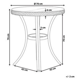 Wyld And Coco Verandalux 70Cm Round Bistro Table, Pe Rattan Top - thumbnail 4