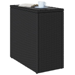Walplus Garden Side Table With Glass Top Black 58X27.5X55 Cm Poly Rattan - thumbnail 4