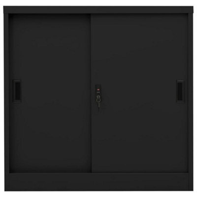Berkfield Durable Office Cabinet With Sliding Door Black 90X40X90 Cm Steel - image 1