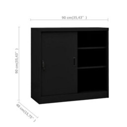 Berkfield Durable Office Cabinet With Sliding Door Black 90X40X90 Cm Steel - thumbnail 8