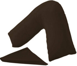 Homes & Linen Orthopaedic V-Shaped Pillow Extra Cushioning Support For Head, Neck & Back (Chocolate, V-Pillow With Cover)