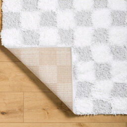 Livabliss Urban Shaggy-Modern Ivory Grey Checkered Soft Plush Pile Living Bedroom Rug 200 X 290 Cm Easy Care, Non Shedding - thumbnail 4