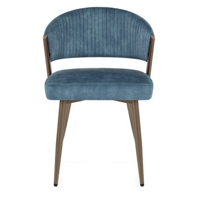 Atlantic Lusso Dining Chair Blue Velvet & Gold Legs - image 1