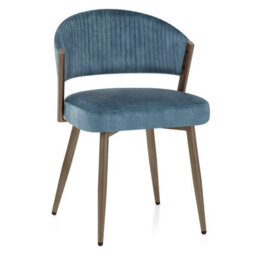 Atlantic Lusso Dining Chair Blue Velvet & Gold Legs - thumbnail 3