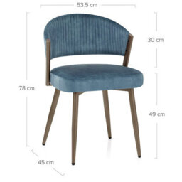 Atlantic Lusso Dining Chair Blue Velvet & Gold Legs - thumbnail 7