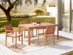 Beliani Set Of 4 Garden Chairs Baratti Acacia Wood Brown - thumbnail 2