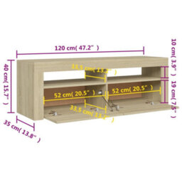 Vidaxl Tv Cabinet With Led Lights Sonoma Oak 120X35X40 Cm - thumbnail 3