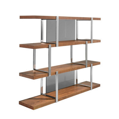 Angel Cerda Elegant Walnut Bookcase With Black Glass Dividers For Modern Interiors - image 1