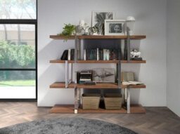 Angel Cerda Elegant Walnut Bookcase With Black Glass Dividers For Modern Interiors - thumbnail 2