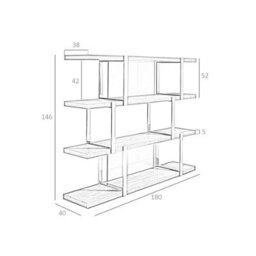 Angel Cerda Elegant Walnut Bookcase With Black Glass Dividers For Modern Interiors - thumbnail 7