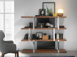 Angel Cerda Elegant Walnut Bookcase With Black Glass Dividers For Modern Interiors - thumbnail 5