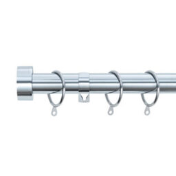 A.unique Home Stud End Metal Extendable Curtain Pole With Rings And Fittings (25/28mm) - Nickel, 120Cm - 220Cm Approx - thumbnail 1