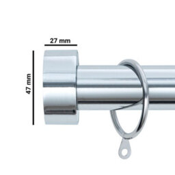 A.unique Home Stud End Metal Extendable Curtain Pole With Rings And Fittings (25/28mm) - Nickel, 120Cm - 220Cm Approx - thumbnail 5