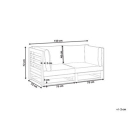 Beliani Garden Sofa 2 Seater Trani Modular Certified Acacia Wood Light Brown - thumbnail 3