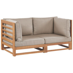 Beliani Garden Sofa 2 Seater Trani Modular Certified Acacia Wood Light Brown - thumbnail 1