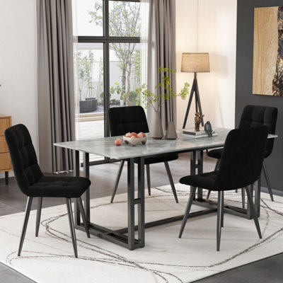 Matteo Elegant Velvet Dining Chairs With Metal Frame, 4-Piece Set, Black - image 1