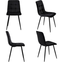 Matteo Elegant Velvet Dining Chairs With Metal Frame, 4-Piece Set, Black - thumbnail 4